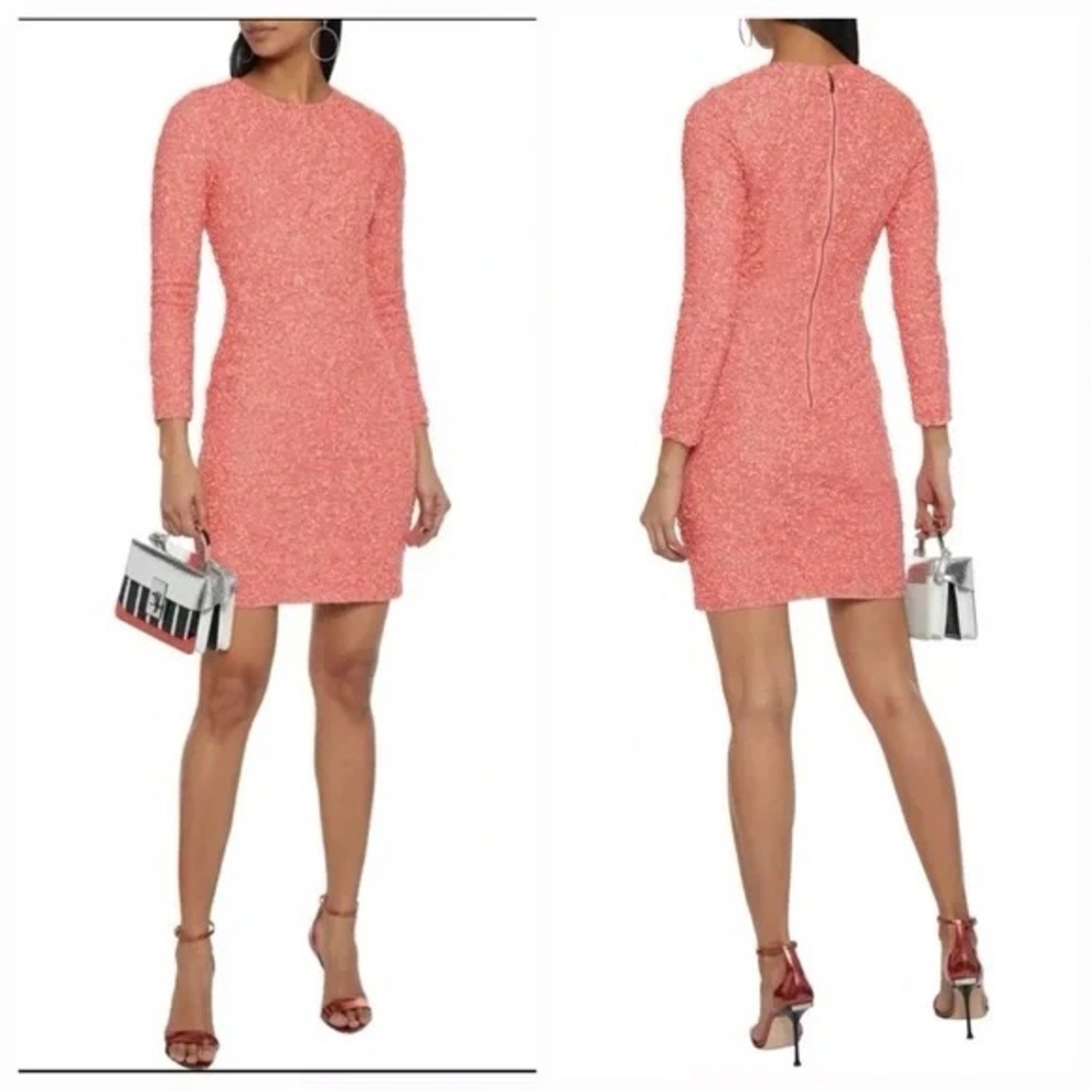 Alice + Olivia “Delora” Coral Long Sleeve Dress